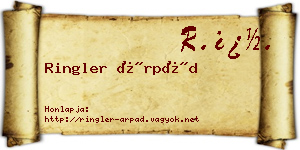 Ringler Árpád névjegykártya